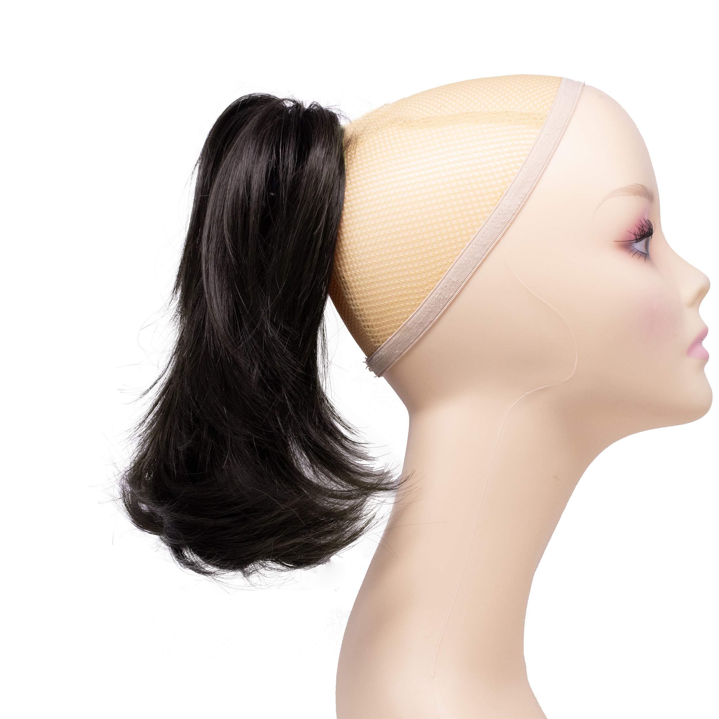 Onedor® 12 Inch Adjustable Messy Style Ponytail Hair Extension Synthetic Hair-Piece with Jaw Claw (4# Dark Brown)