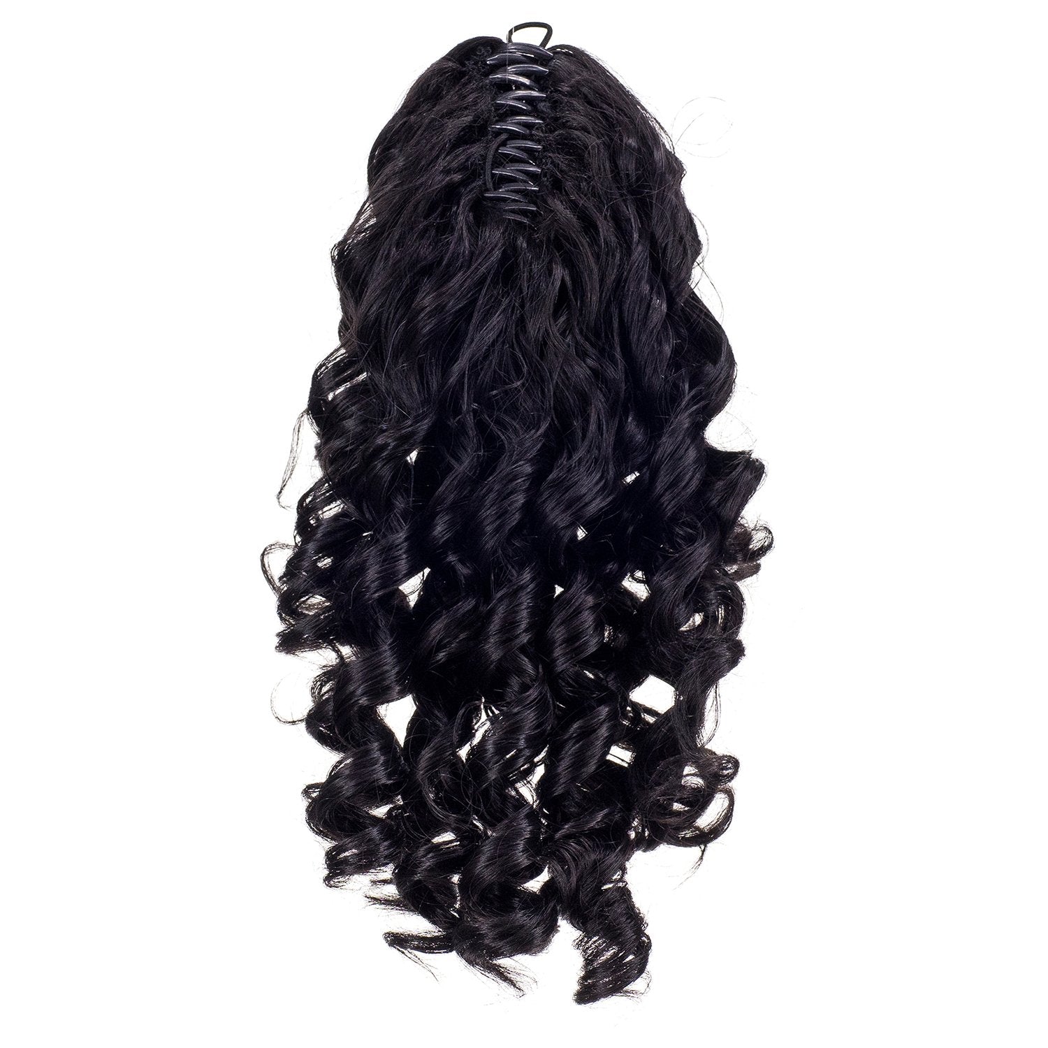 Off Black-1B# : SWACC 12-Inch Short Screw Curls Claw Clip Ponytail Extensions Synthetic Clip in Drawstring Curly Ponytail Hairpiece Jaw Clip Hair Extension (Off Black-1B#)