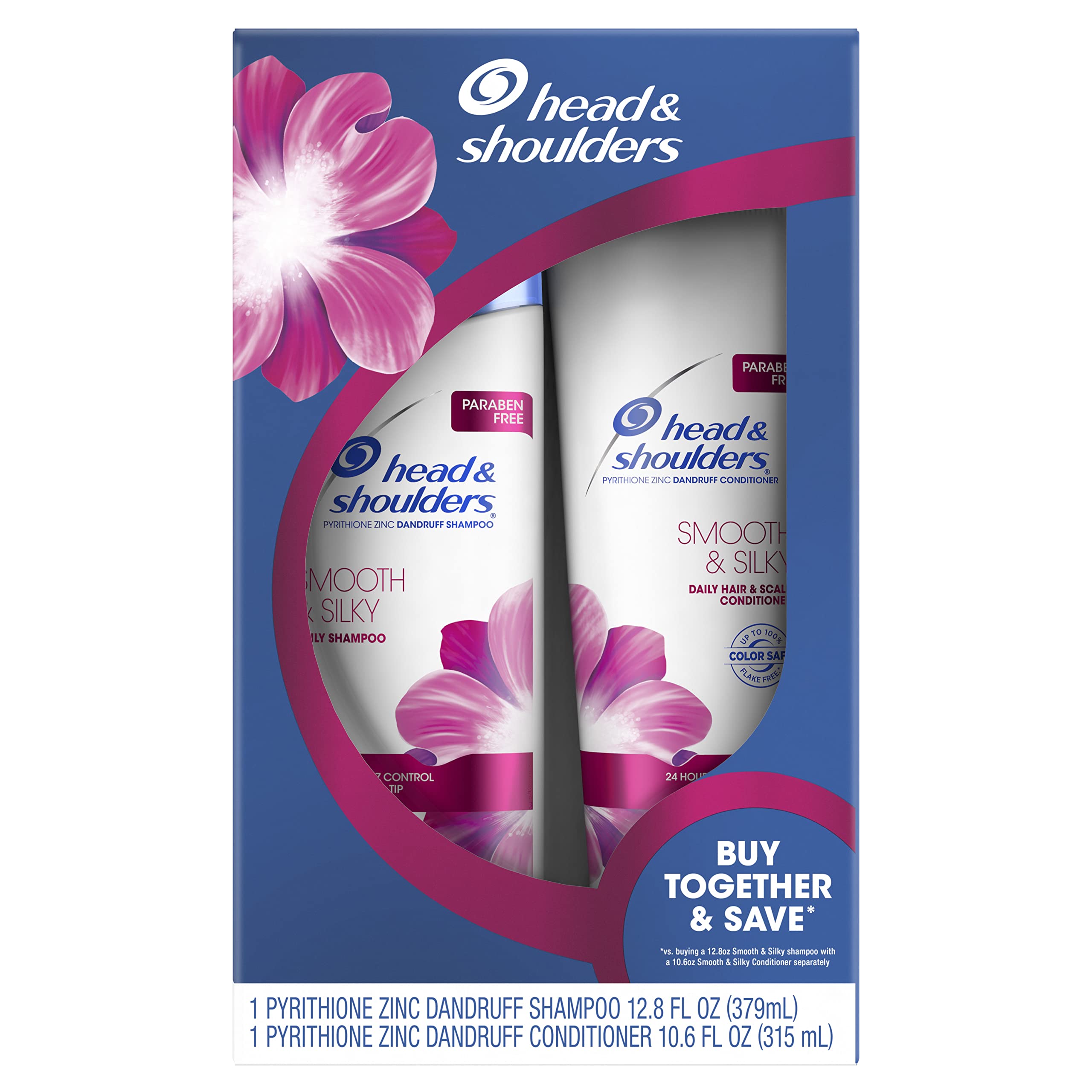 Head & Shoulders Smooth & Silky Dandruff Shampoo and Conditioner Twin Pack, 23.4 Fluid Ounce