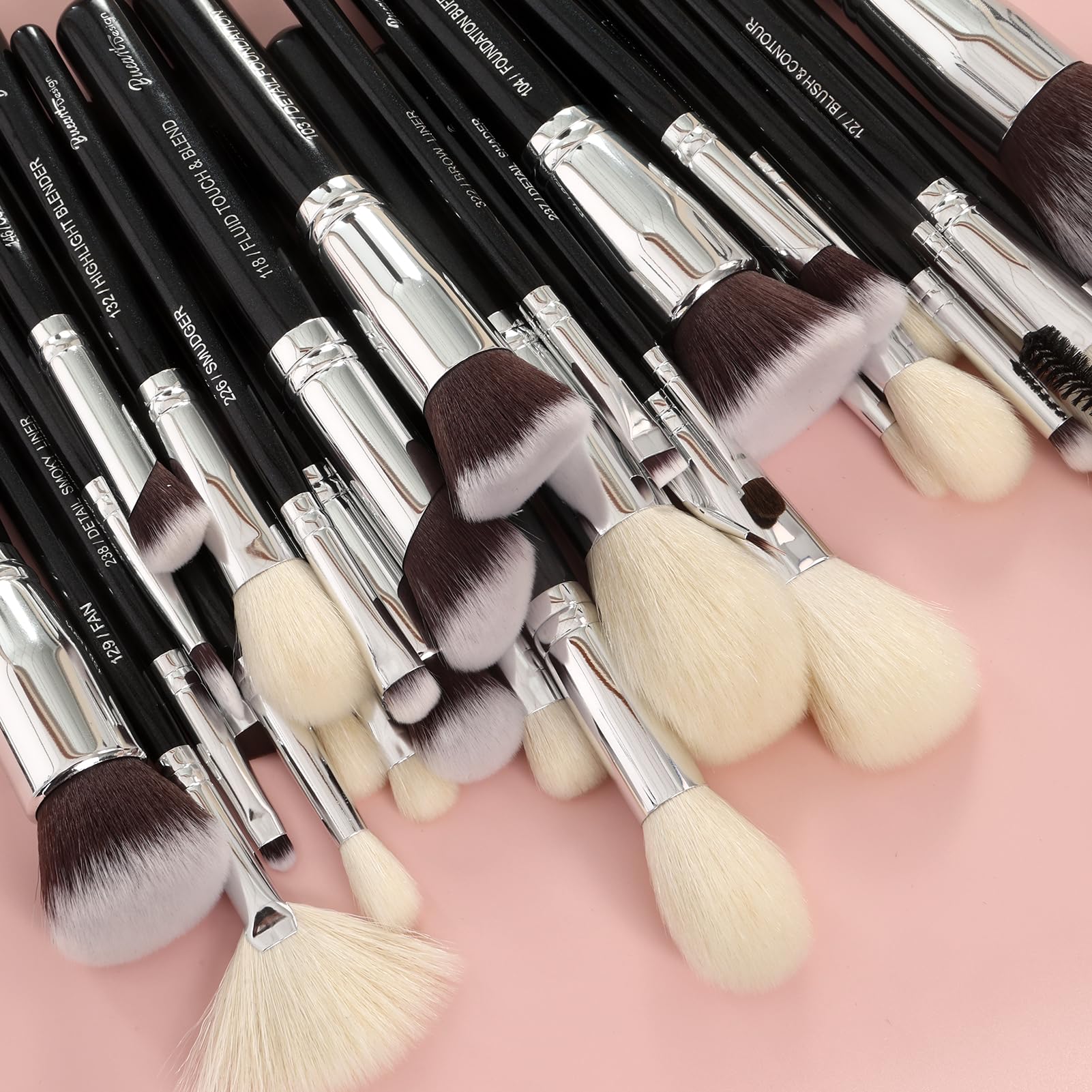 Pro makeup Artist Brushes Set 32Pcs Luxury Goat Hair Horse hair Makeup Brush Set eye and face brushes for every possibility By Bueart Design