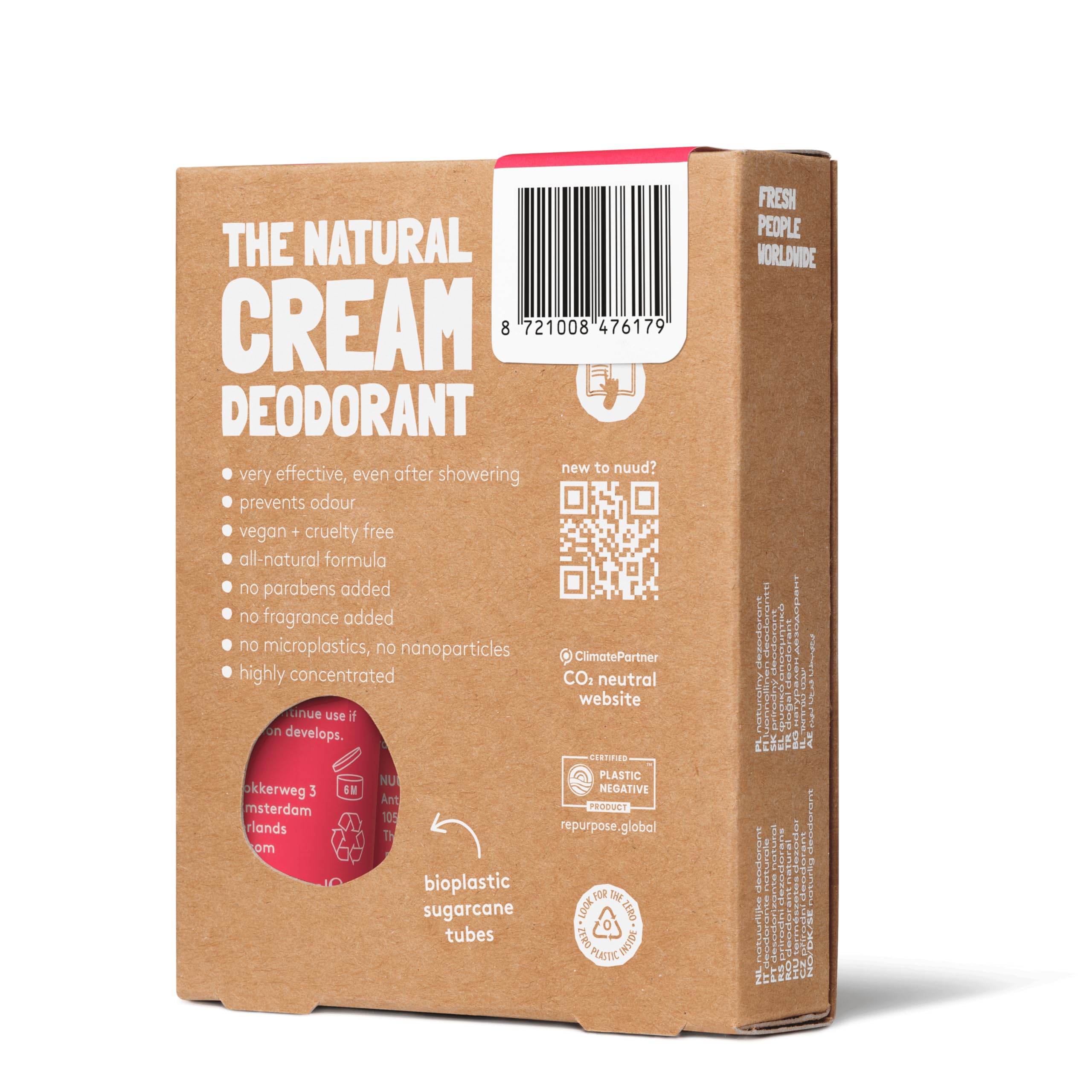 nuud xXL Pack | 3 x 40ml | new cream | super value | natural, vegan cream deodorant, effective for 3 days, no perfume, no aluminium, for women & men, 13-14 months supply, dermatologically approved