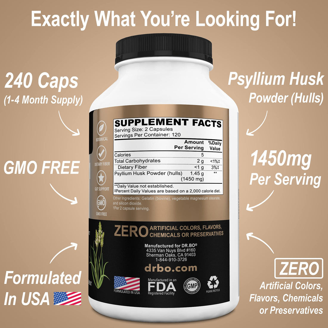 Psyllium Husk Capsule Fiber Supplement - Natural Powder Capsules for Constipation Relief for Adults - Nutritional Soluble Fiber Pills & Daily Regularity Support - Bulk Seed Husks Digestion Supplements