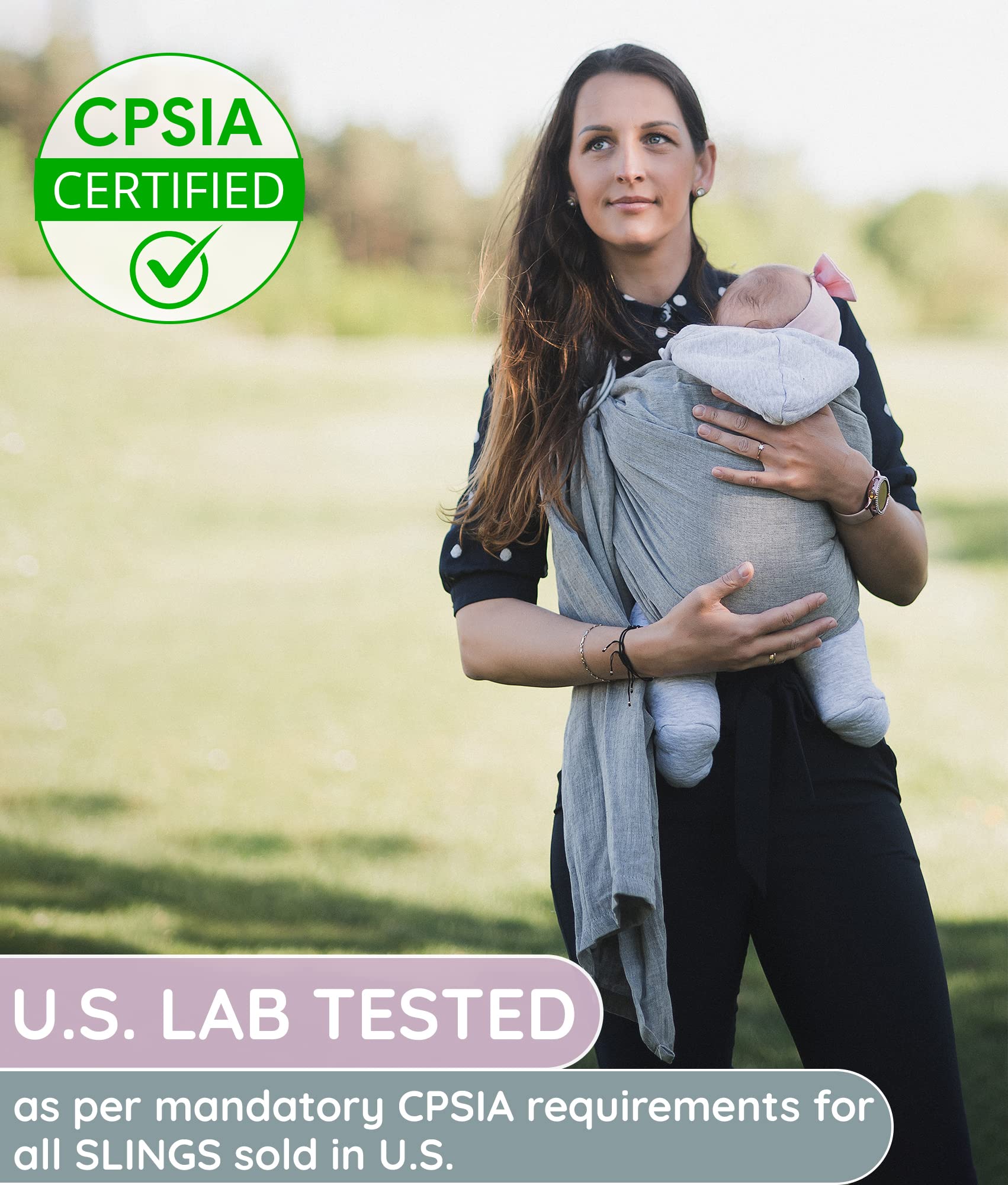 Ring Sling Baby Carrier 100% Cotton Muslin Front and Chest Newborn to Toddler Carrier and Baby Sling (Dark Grey)