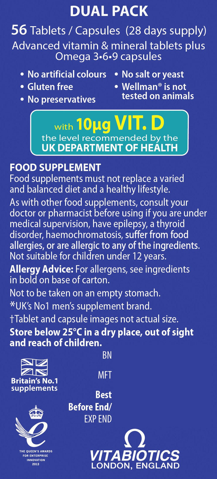 Vitabiotics Ltd Vitabiotics Wellman Plus, 56 Tablets/Capsules