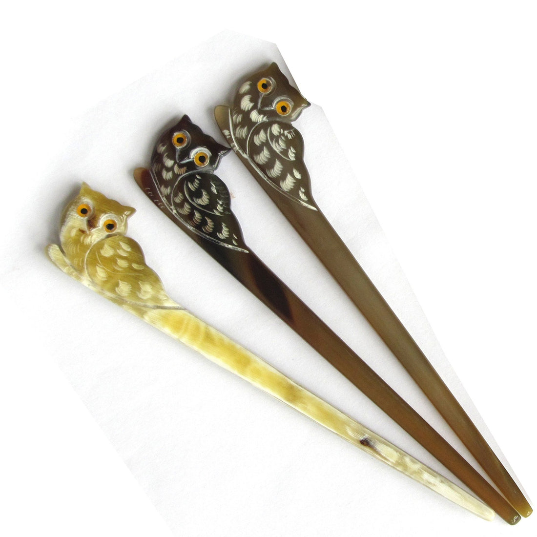 Marycrafts Translucent Owl Buffalo Horn Left Hand Hair Stick, Hairstick, Hair Pin, Hairpin, Hair Accessories, Handmade 6.10