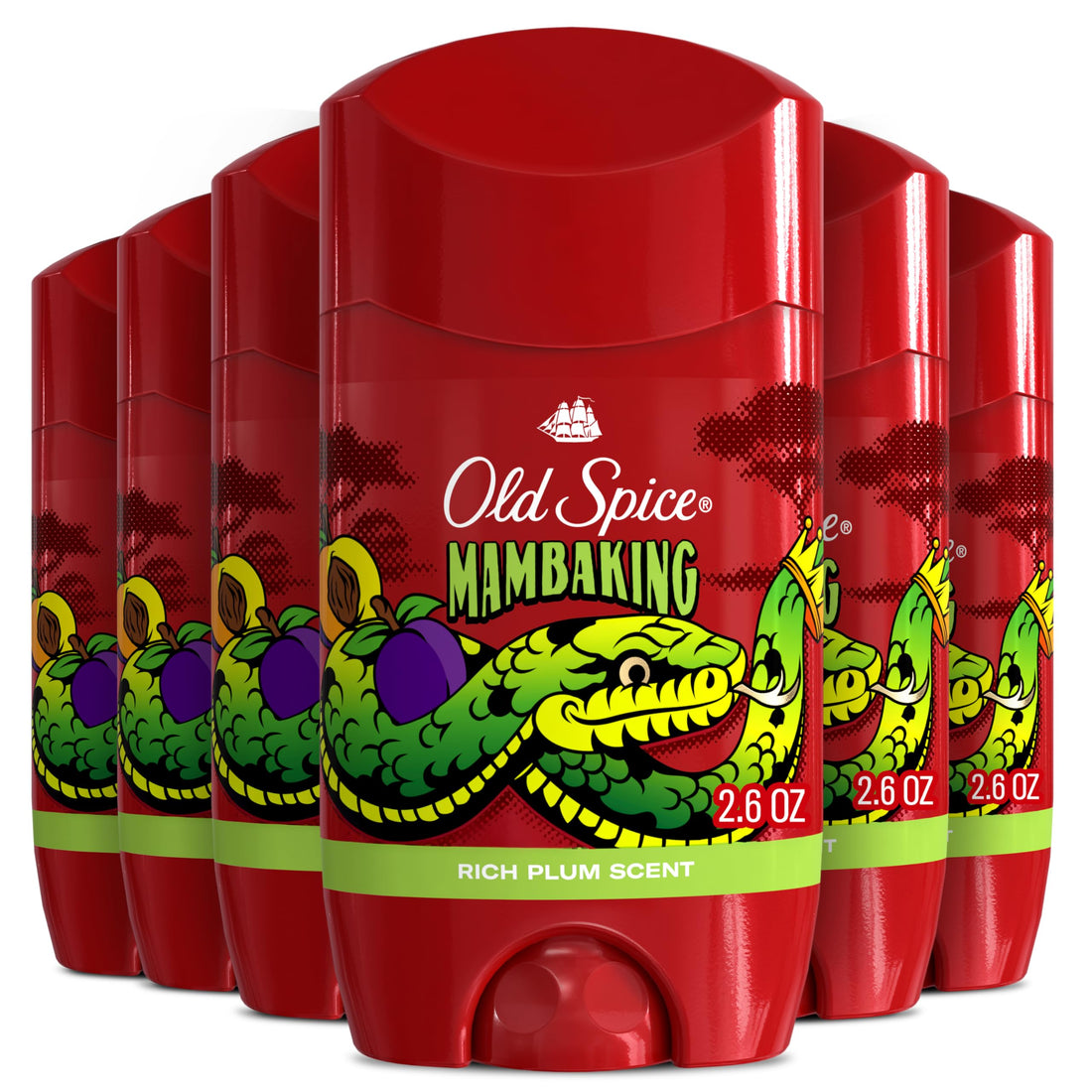 Old Spice Aluminum Free Deodorant for Men, 24/7 Odor Protection, 24/7 Freshness & Lasting Scent, Goes on Clear, MambaKing with Rich Plum Scent, 2.6 oz (Pack of 6)