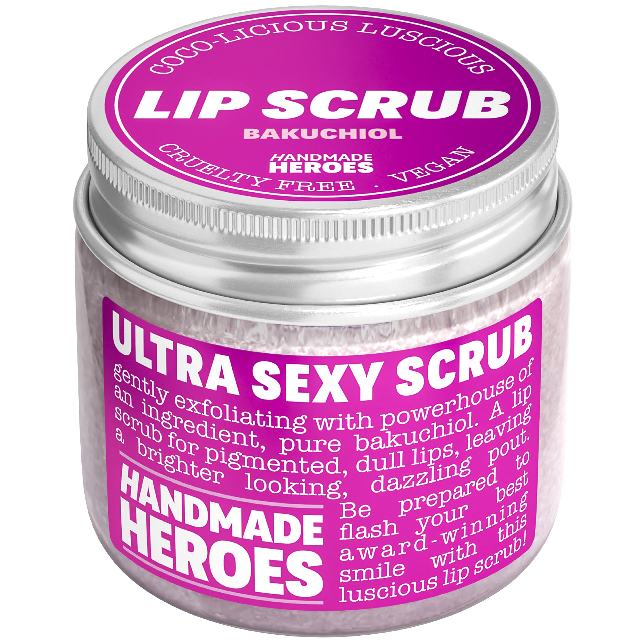 Handmade Heroes Bakuchiol Lip Scrub 1 fl oz Deep Conditioning Lip Plumper Helps Reduce Fine Lines and Wrinkles Appearance 100% Cruelty Free Vegan Lip Care for Luscious Lips