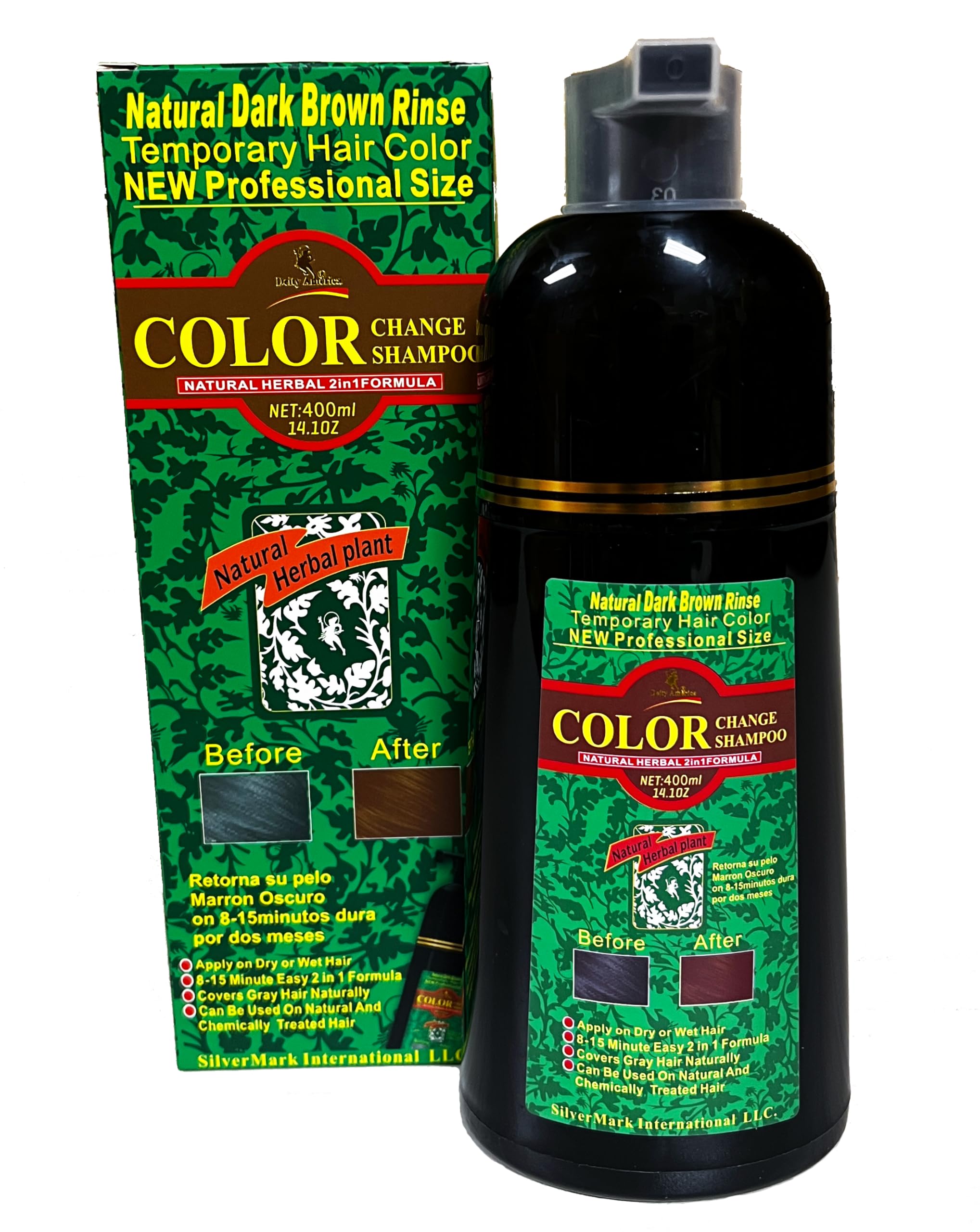 Deity Shampoo Color Change Kit Natural Herbal 2N1 Dark Brown - Professional Size 14.1oz, 400ml