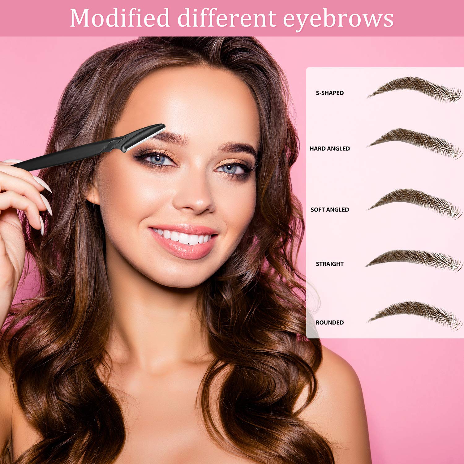 60 Pieces Eyebrow Razor Shaper Trimmer Shaver Women Facial Razor with Precision Cover (Pink, Blue,Yellow, Rose Red, Purple, Black)