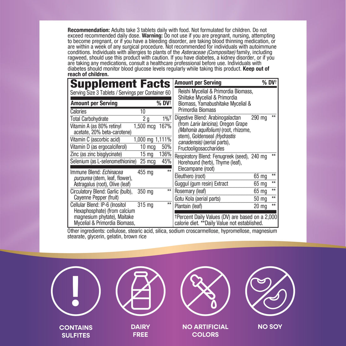 Nature's Way Systemwell Ultimate Immune*, with Vitamins C, A, D, Zinc, Selenium, Multi-System Botanical Blends Including Immune, Respiratory, Digestive, & Circulatory, 180 Tablets (Packaging May Vary)