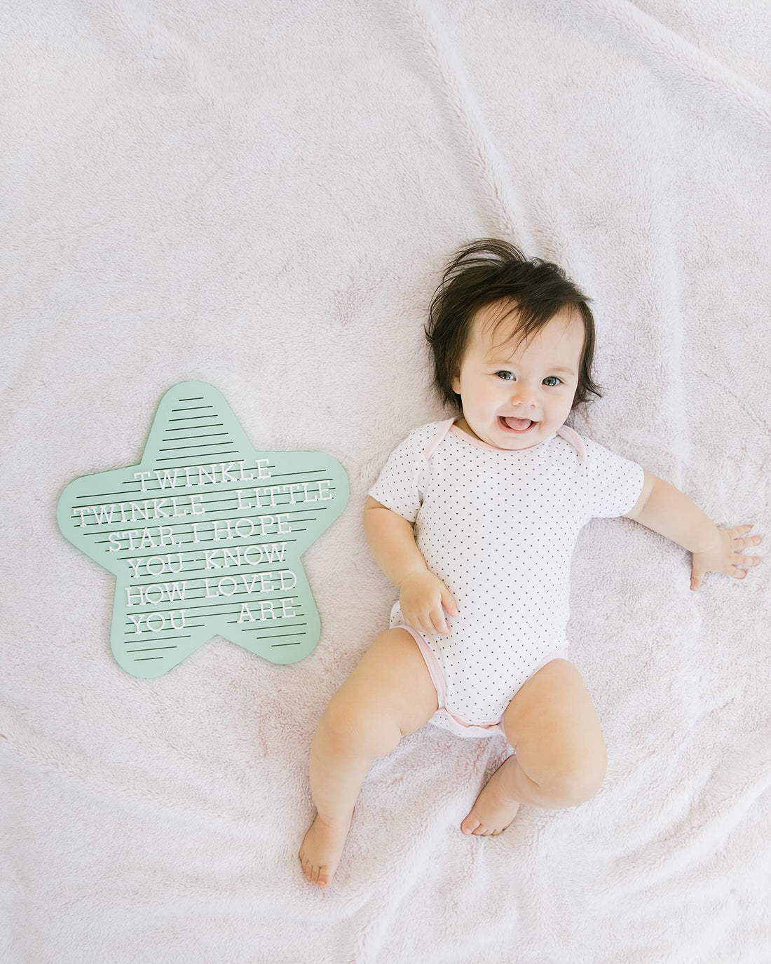 Pearhead Star Shaped Wooden Letterboard Set, Gender-Neutral Baby Keepsake Photo Prop, Mint Green
