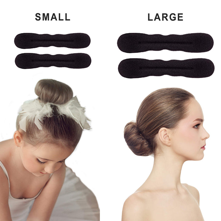 Beaute Galleria - 4pcs Magic Foam Sponge Donut Twister Ponytail Bun Maker (2 Large + 2 Small)