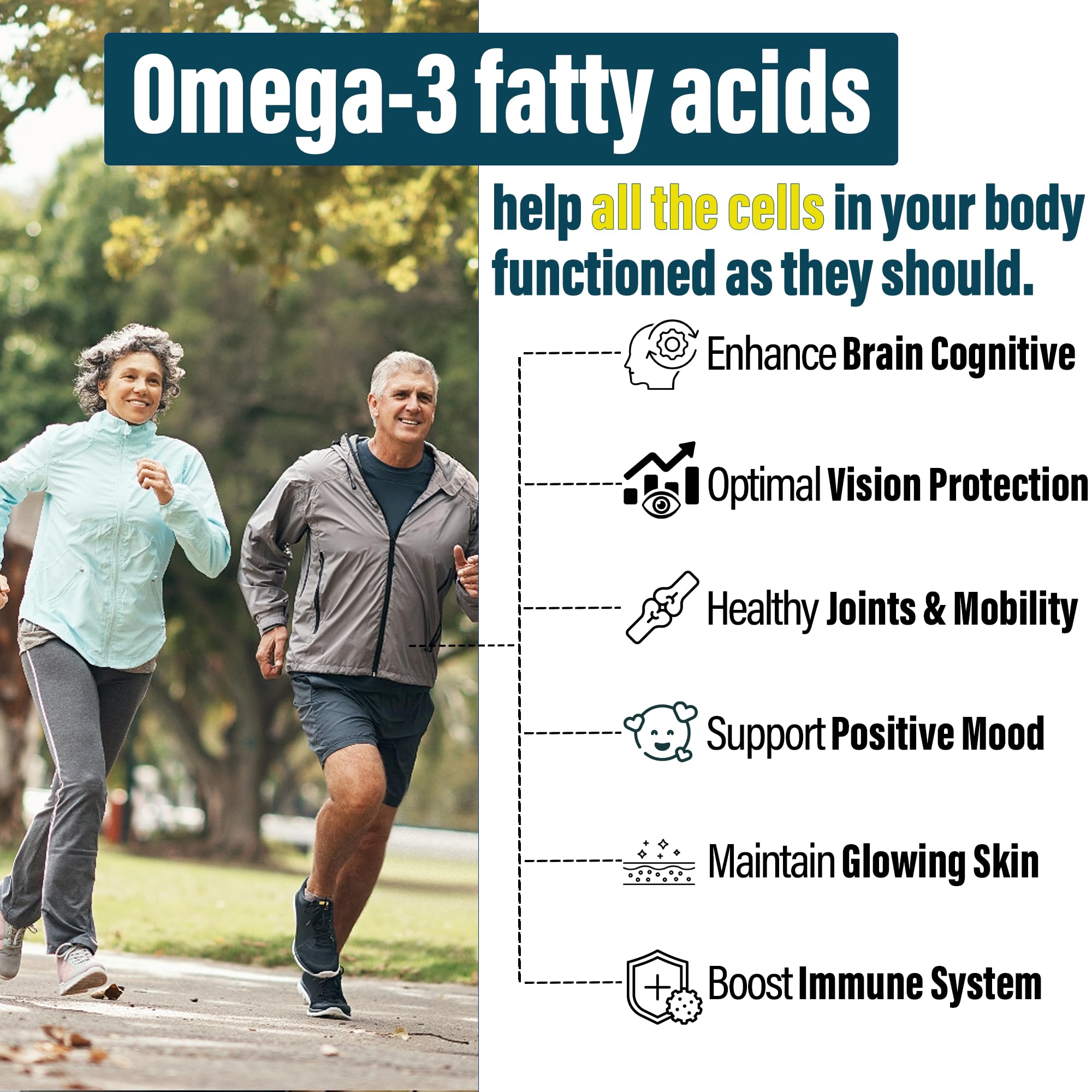 Vegan Omega 3 Gummies 1000mg w/MethylFolate, Vitamin B12, Omega 3 Fish Oil Alternative for Adults, Plant Based DHA 460mg & EPA 230mg for Brain, Mobility, Eye & Immune, Sustainable, Sugar Free, 120 Cts
