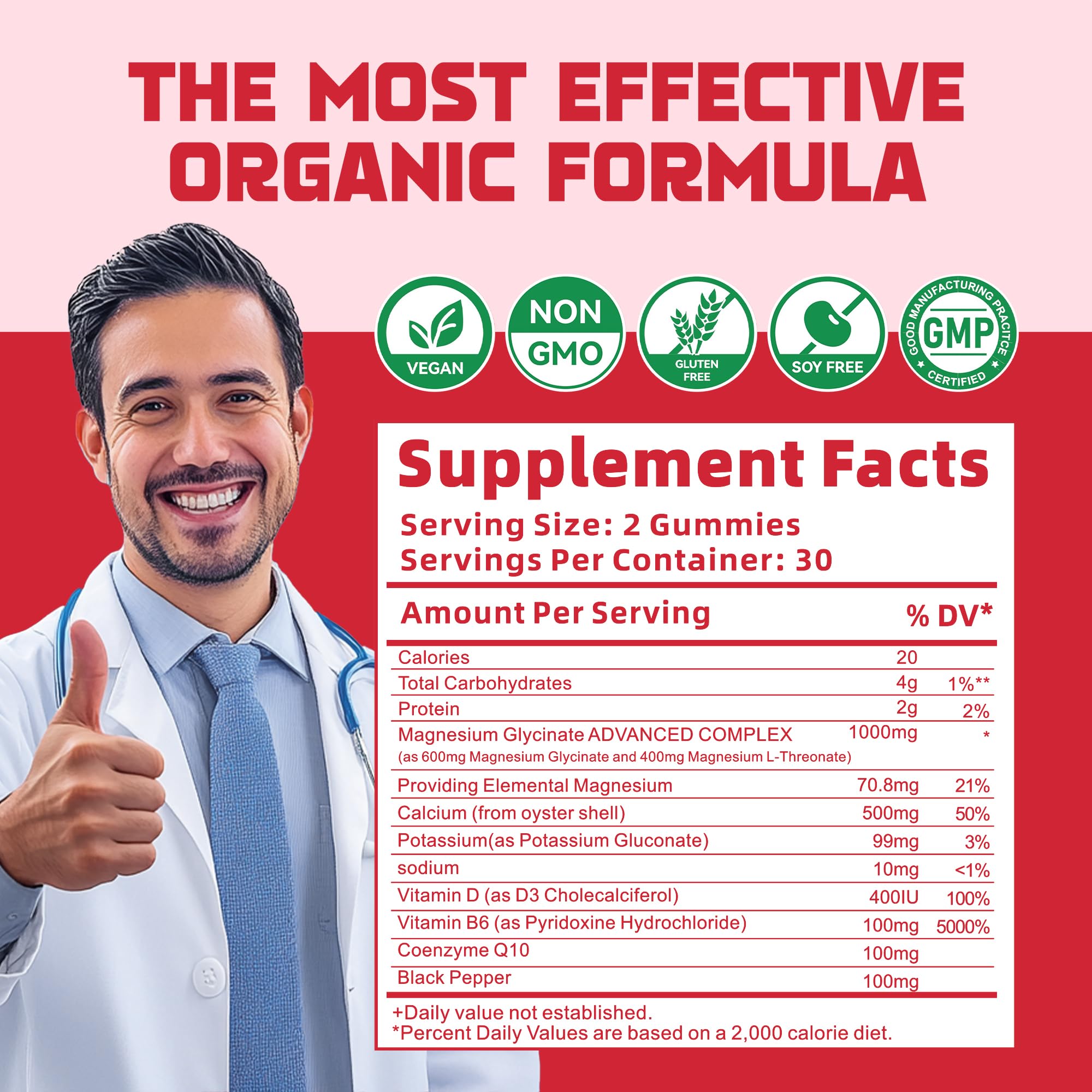 Magnesium Glycinate Gummies 1000mg - Sugar Free Magnesium Potassium Supplement with Vitamin D, B6, CoQ10 for Calm Mood & Sleep Support - 120 Strawberry Gummies