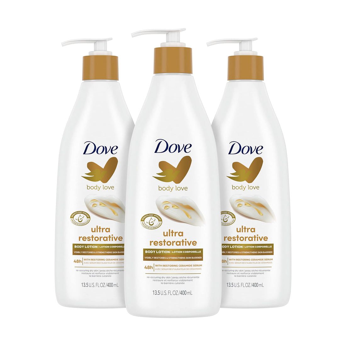 Dove Body Love Body Lotion for Reoccuring Dry Skin Restoring Care Visibly Improves Very Dry Skin 13.5 oz 3 Count