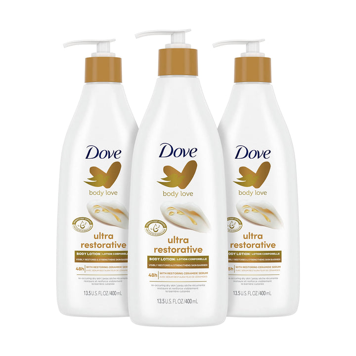 Dove Body Love Body Lotion for Reoccuring Dry Skin Restoring Care Visibly Improves Very Dry Skin 13.5 oz 3 Count