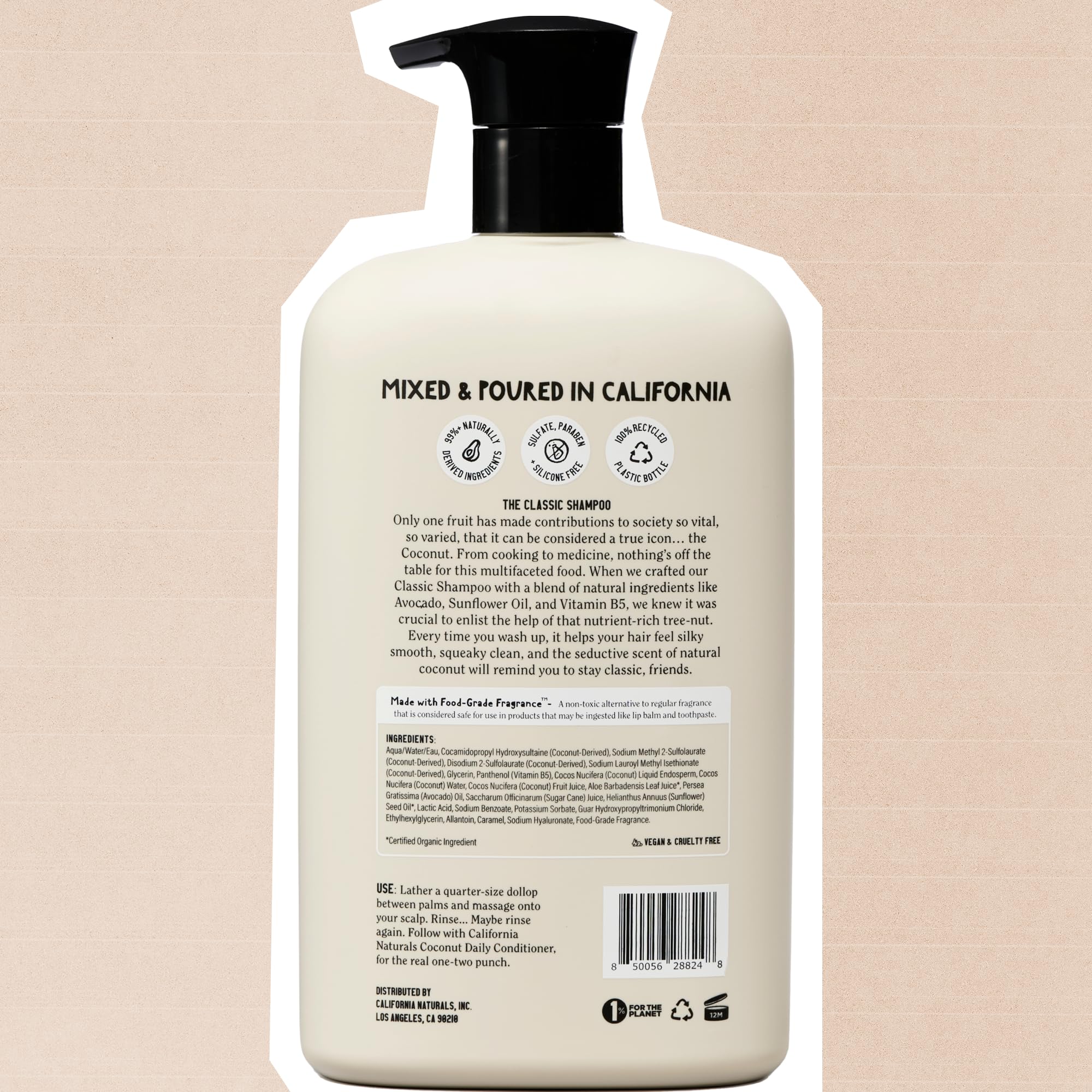 California Naturals Shampoo, Scalp and Hair Care for Women and Men, Coconut Cleansing Complex, Natural, Vegan, Cruelty, Silicone, Paraben, and Sulfate Free Shampoo, All Hair Types, 16.5 fl oz