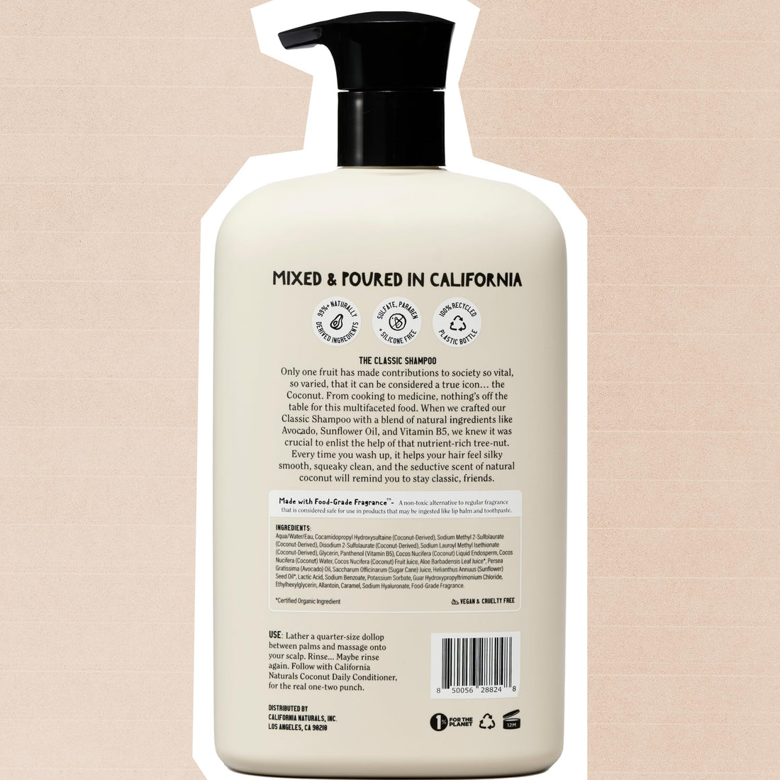 California Naturals Shampoo, Scalp and Hair Care for Women and Men, Coconut Cleansing Complex, Natural, Vegan, Cruelty, Silicone, Paraben, and Sulfate Free Shampoo, All Hair Types, 16.5 fl oz