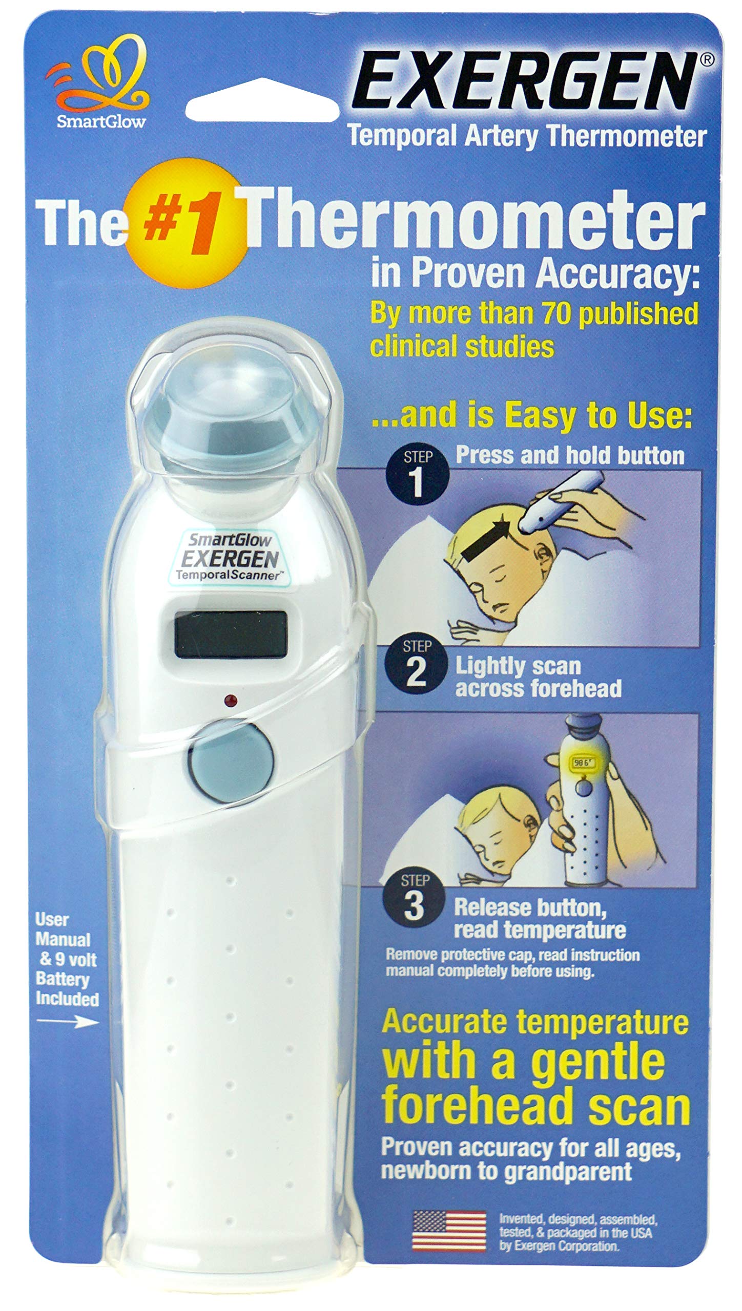 Exergen Temporal Scan Forehead Artery Baby Thermometer Tat-2000c Scanner, Digital