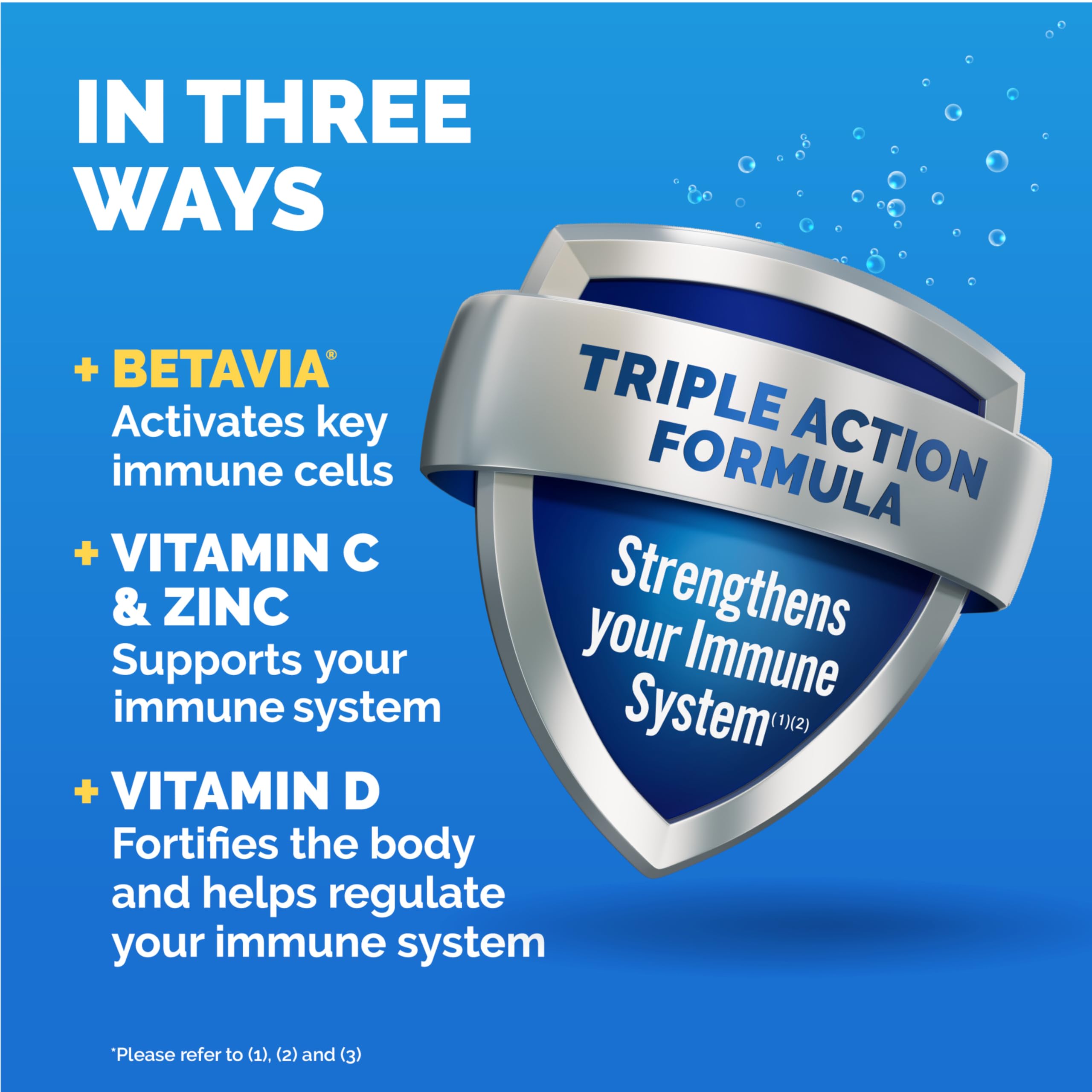 Emergen-C Immune+ Triple Action Immune Support Powder, BetaVia (R), 1000mg Vitamin C, B Vitamins, Vitamin D and Antioxidants, Raspberry – 30 Count