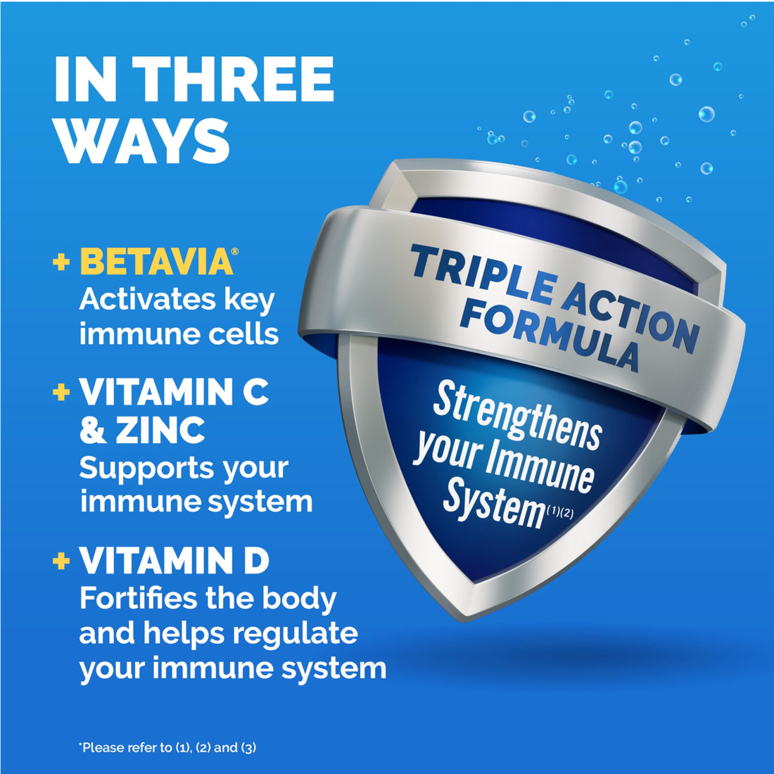 Emergen-C Immune+ Triple Action Immune Support Powder, BetaVia (R), 1000mg Vitamin C, B Vitamins, Vitamin D and Antioxidants, Raspberry – 30 Count