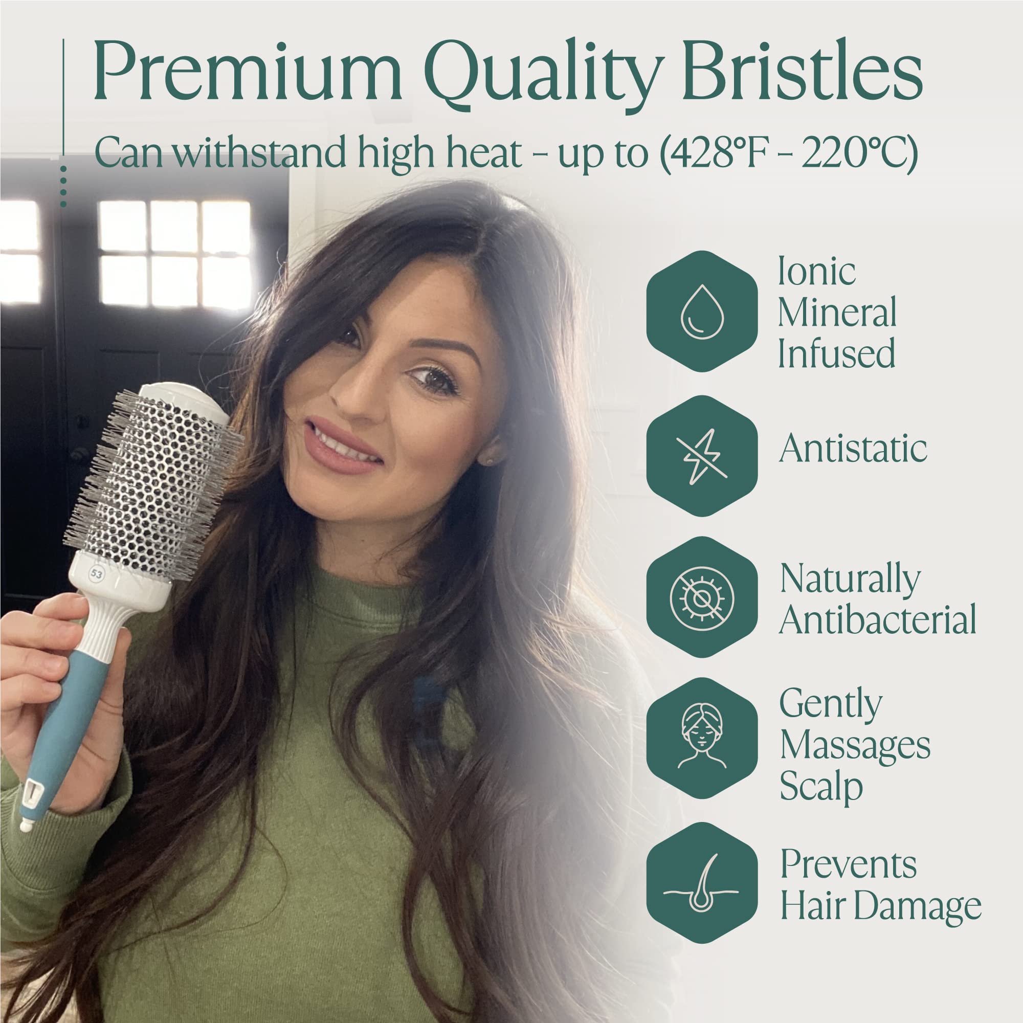 Professional Round Brush for Blow Drying - Large Ceramic Ion Thermal Barrel Brush for Sleek, Precise Heat Styling and Maximum Volume - Lightweight, Antistatic Bristle Hair Brush by Osensia (2 Inch)