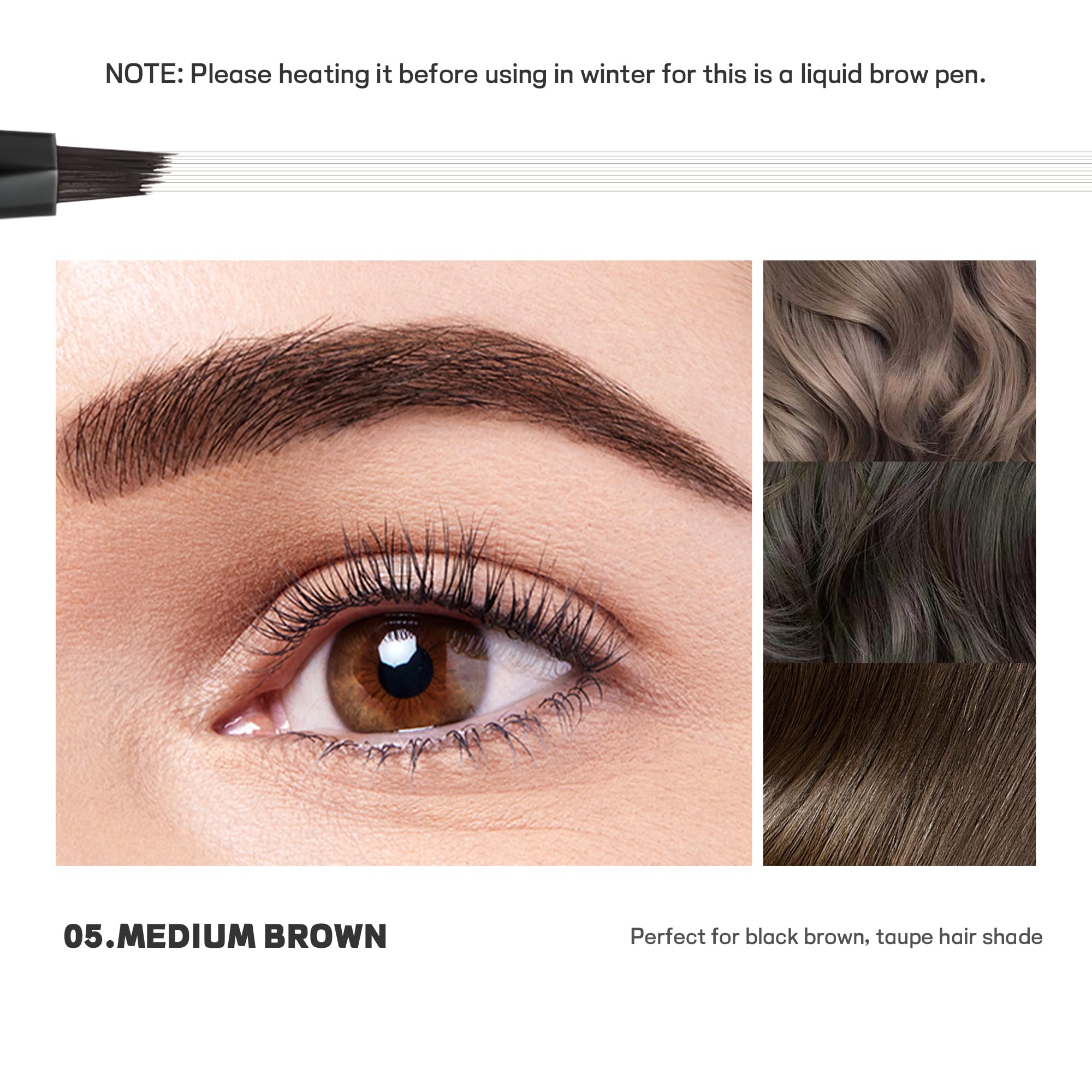 2 Pack Microblading Eyebrow Pencils for Women with Multiple Fork Tips, Waterproof Super Fast Eyebrow Dye Tint Makeup Pen for Natural Hair Like Brows, Never Dry Out and Last All Day (Medium Brown)