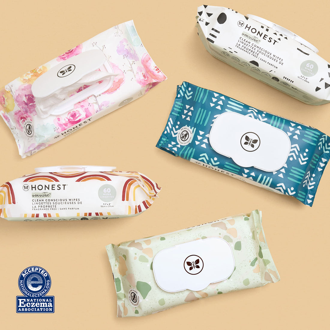 The Honest Company Clean Conscious Multi-Use Wipes | Hypoallergenic + Unscented for Sensitive Skin | Over 99% Water, Compostable, Plant Based, Baby Wipes | Geo Mood, 576 Count