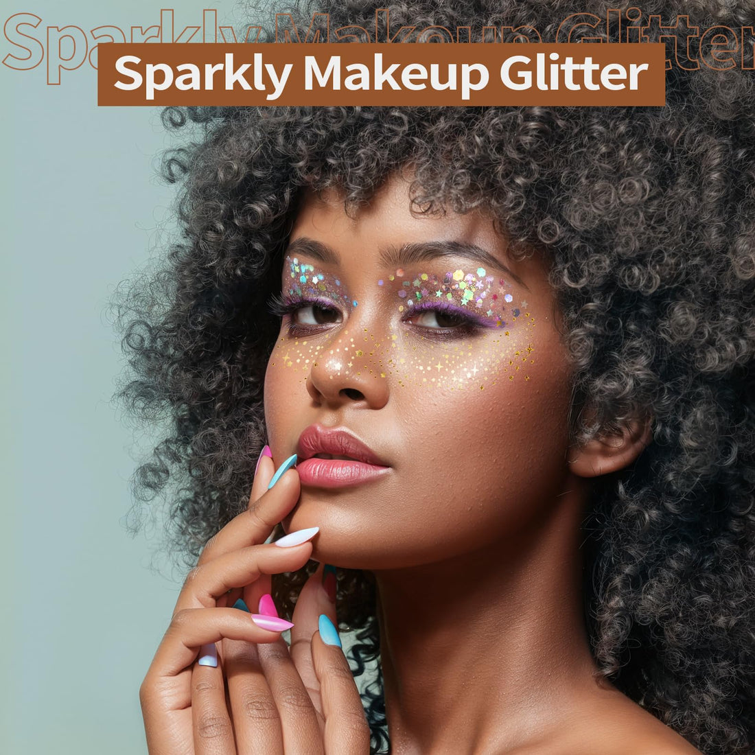 FANDAMEI 6 Colors Face Glitter Gel+ 4PCS Glitter Freckles. Body Hair Glitter. Face Speckles, Makeup Patches.