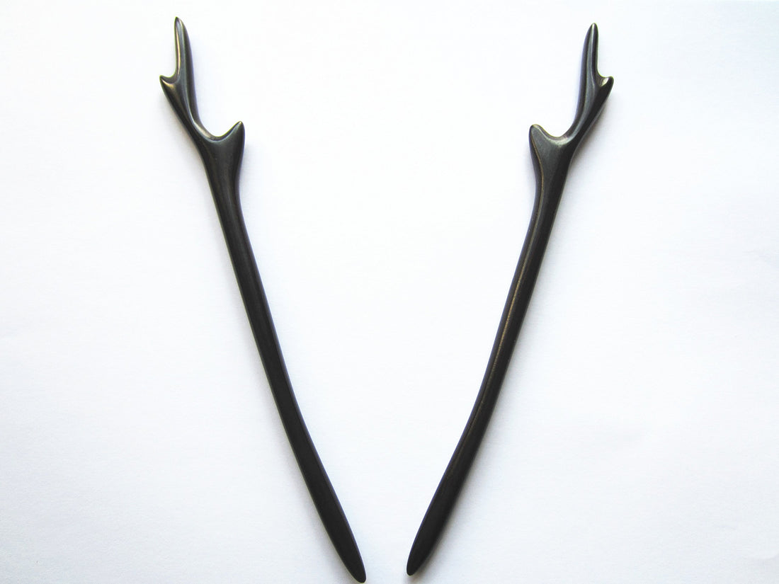 Myhsmooth Zz-bg-antlers 2 Count Hair Sticks Natural Black Sandalwood Handmade Carved Hair Clip Shawl Hair Pins Pack of 2 Pcs :Aantlers