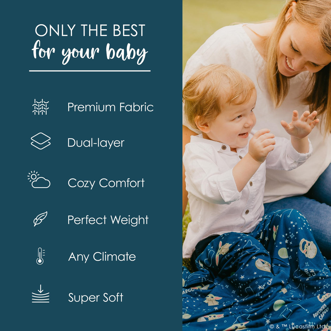 Milk Snob Star Wars The Child Baby Boy and Girl Swaddle Blanket, Soft Receiving, Security Bed and Play Blanket, Toddler and Infant Baby Bedding Registry and Shower Gifts, Newborn Essentials, 35x35