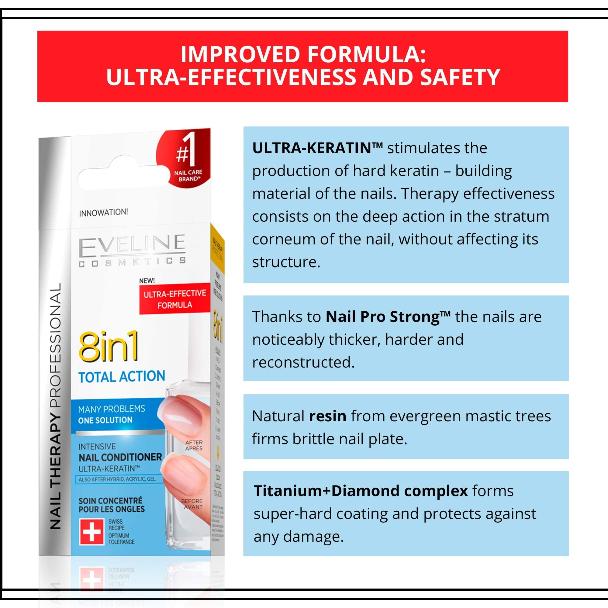 EVELINE COSMETICS Nail Therapy Professional No1 NAIL CARE BRAND YELLOW 8in1 AD