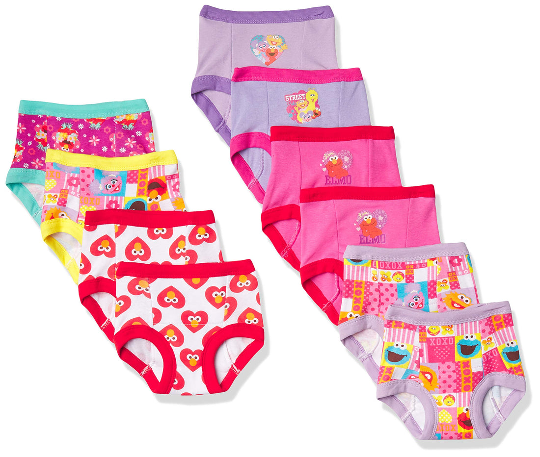 Sesame Street Unisex Baby With Elmo, Cookie Monster And Big Bird Includes Stickers Success Chart Sizes 18m, 2t, 3t, 4t Potty Training Pants Multipack, 10-pack Training Pant_b, 2T US