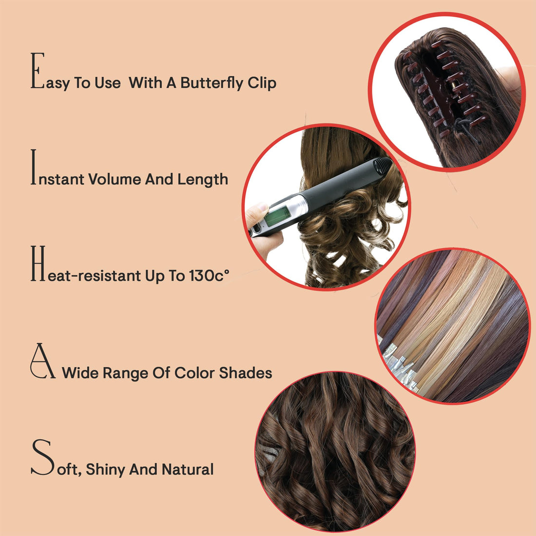 Prettyshop Hairpiece-Ponytail Medium Brown # 12 H22-2: Prettyshop 16 Or 20 Hair Piece Clip On Pony Tail Extension 2 In 1 Curled Wavy Heat-Resisting Medium Brown # 12 H22-2