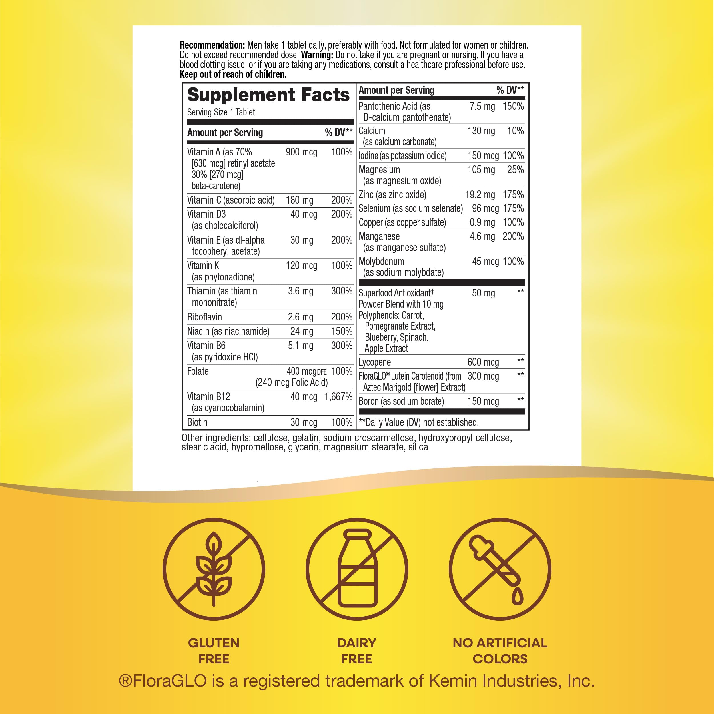 Nature’s Way Alive! Men’s 50+ Complete Multivitamin, Supports Multiple Body Systems*, Supports Cellular Energy*, High Potency B-Vitamins, Gluten-Free, 130 Tablets
