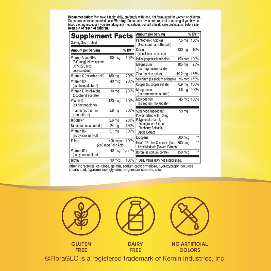 Nature’s Way Alive! Men’s 50+ Complete Multivitamin, Supports Multiple Body Systems*, Supports Cellular Energy*, High Potency B-Vitamins, Gluten-Free, 130 Tablets