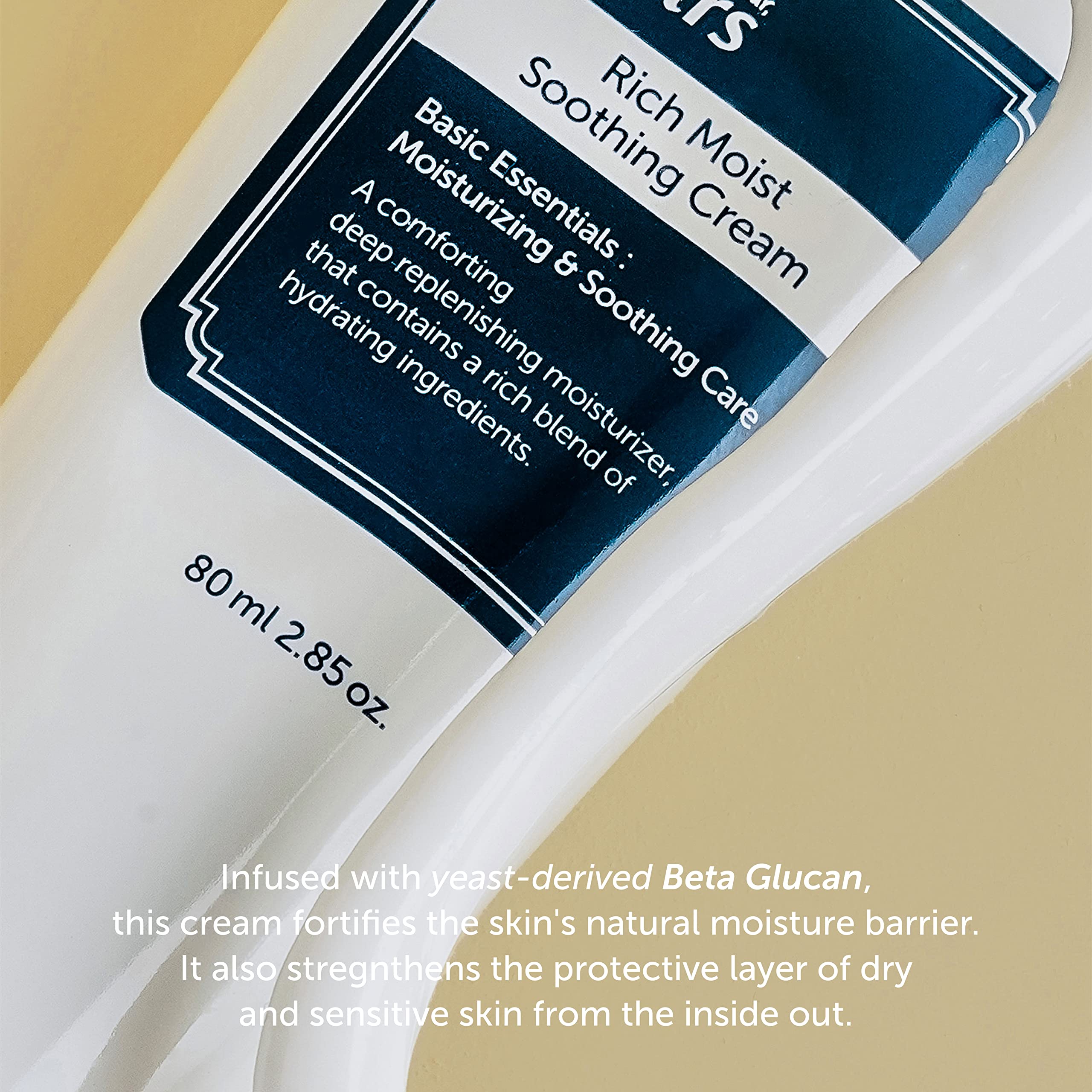 DearKlairs Rich Moist Soothing Cream 80ml, Repair Skin Barrier, Sensitive Skin, Hypoallergenic, Centella Asiatica, Ceremide, Moisturizer, Full Hydration, Non-sticky texture, Korean Moisturizer