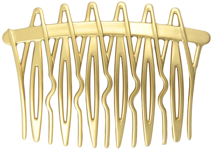 Caravan Straight And Wavy Holding Teeth In Matt Gold Or Matt Silver Combs Pair