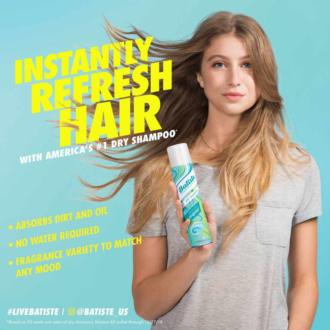 Batiste Dry Shampoo, Tropical Fragrance, 3 Count