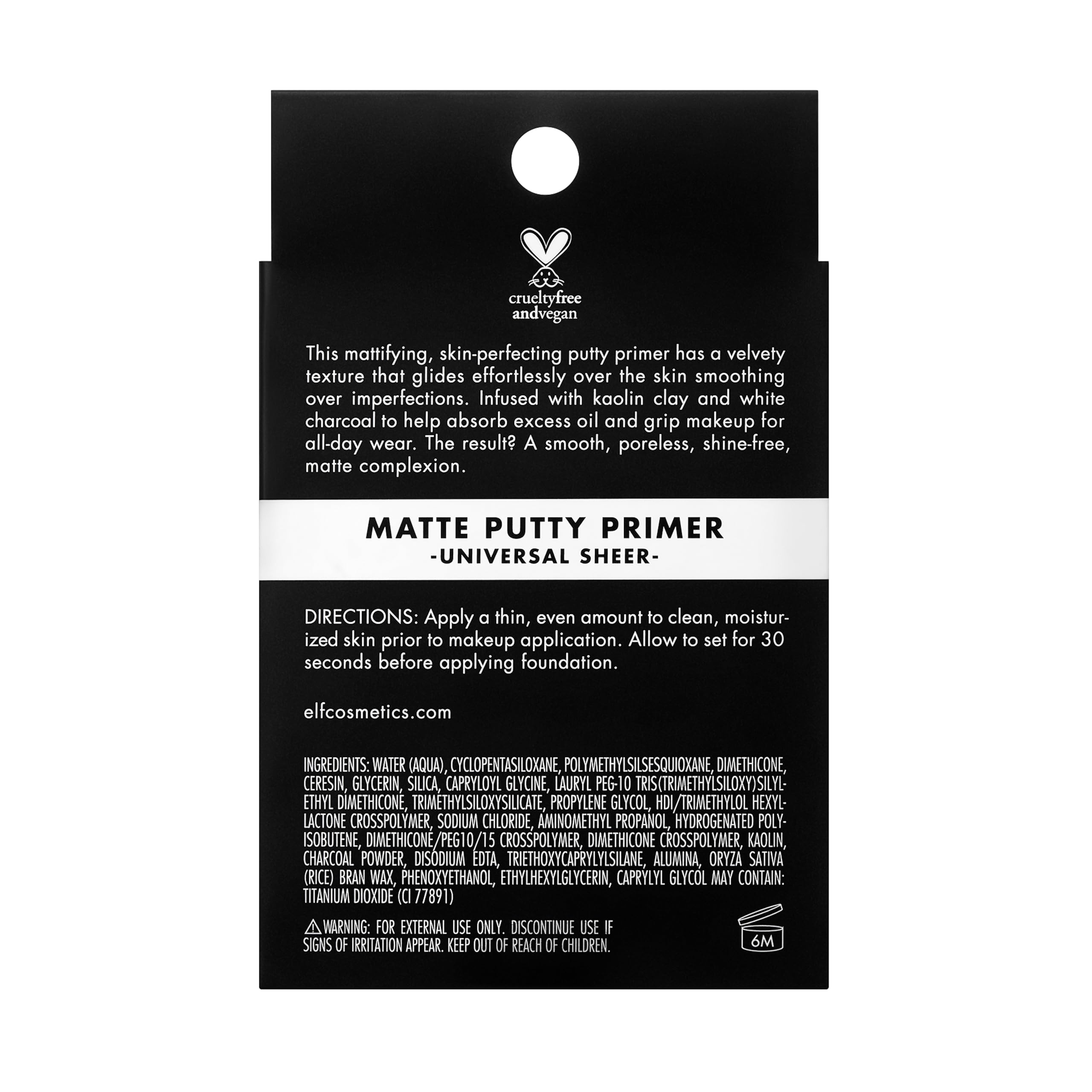 e.l.f, Matte Putty Primer, Skin Perfecting, Lightweight, Oil-free formula, Mattifies, Absorbs Excess Oil, Fills in Pores and Fine Lines, Soft, Matte Finish, All-Day Wear, 0.74 Oz