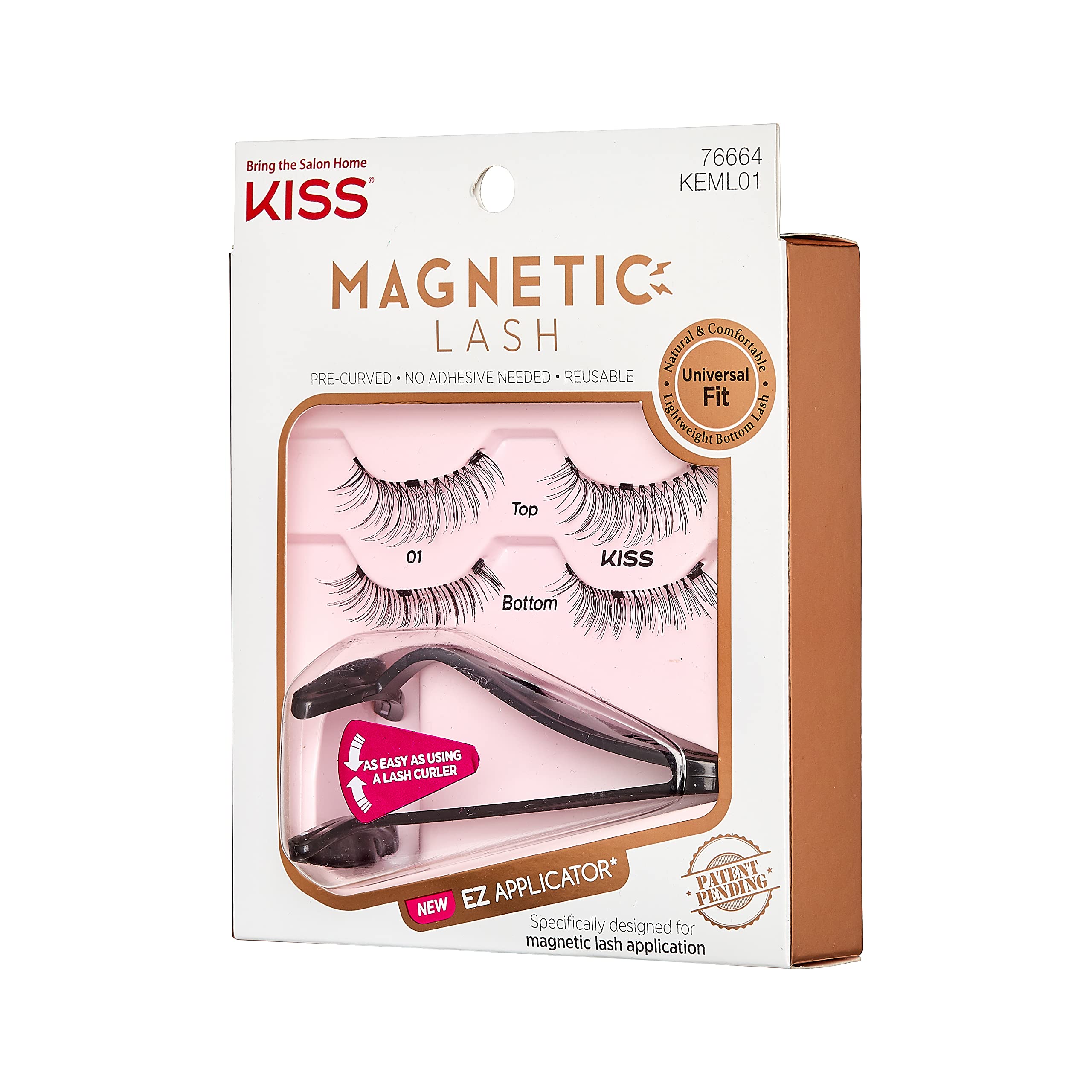 Kiss Magnetic Lash No.1 With Applicator, (1 Pack)