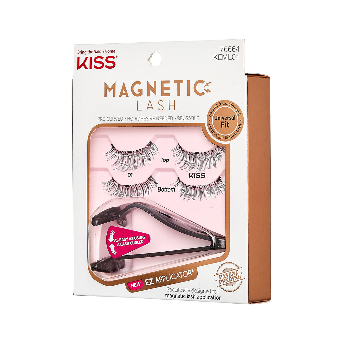 Kiss Magnetic Lash No.1 With Applicator, (1 Pack)