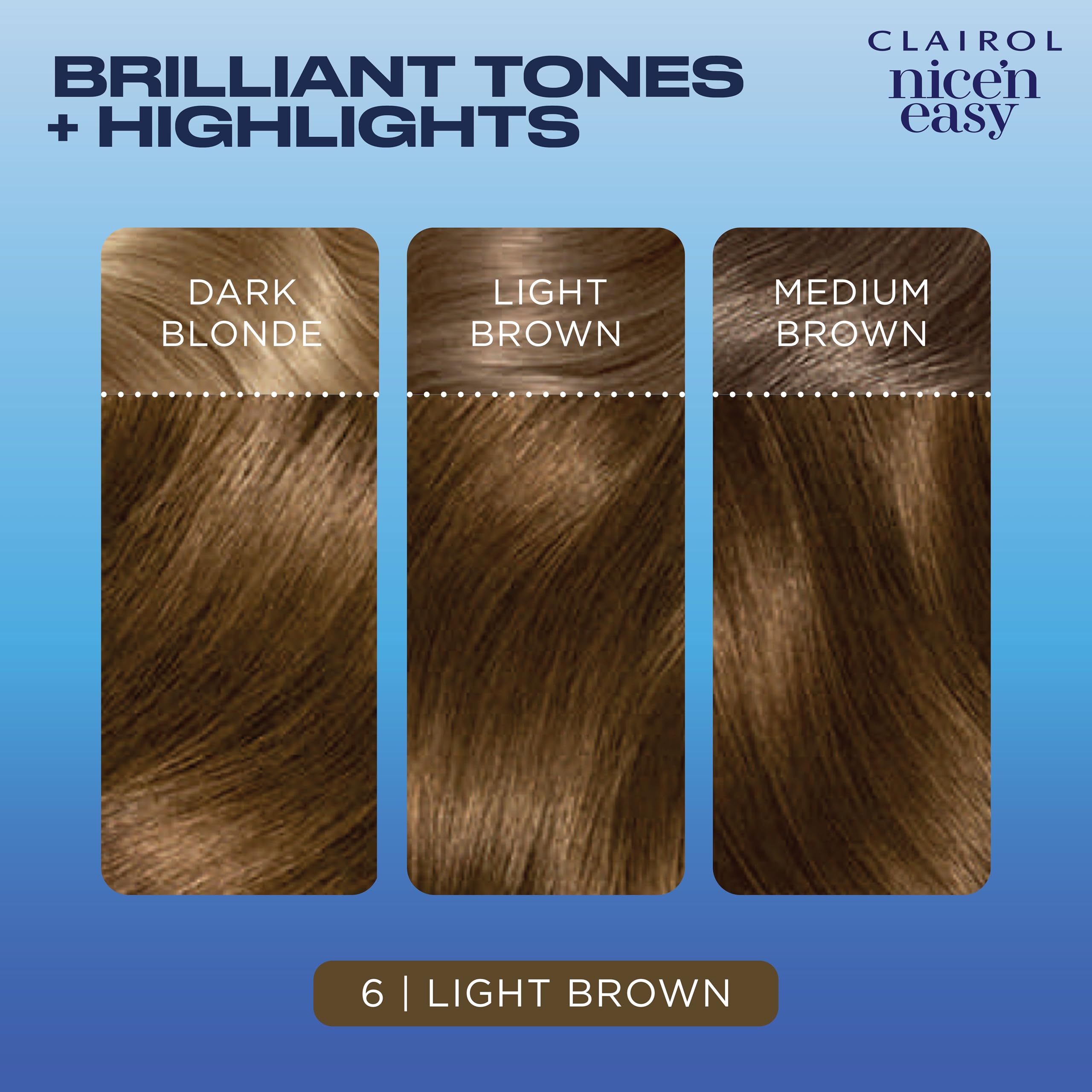 Clairol Nice'n Easy Permanent Hair Dye, 6 Light Brown Hair Color, Pack of 1