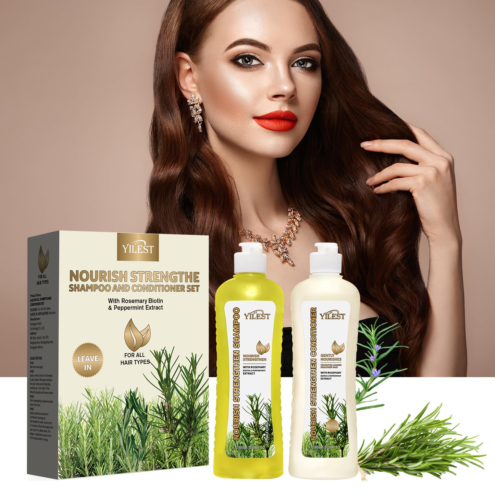 Rosemary Hair Growth Shampoo and Conditioner Set: Stronger, Thicker and Longer Hair for Men & Women - Rosemary Mint Strengthening Shampoo and Treatment Set for Thinning Hair and Hair Loss