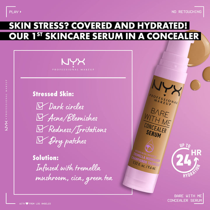 NYX PROFESSIONAL MAKEUP Bare With Me Concealer Serum, Up To 24Hr Hydration - Deep