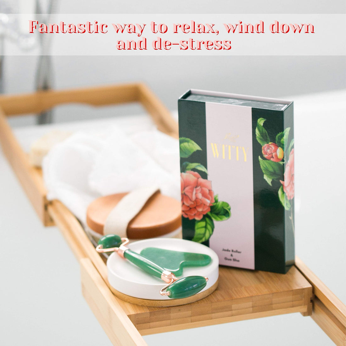 Witty Jade Roller And Gua Sha Set – 2 In 1 Natural Jade Roller For Face And Gua Sha Scrapping Tool – Massage Jade Facial Roller And Jade Gua Sha Facial Tool Set - Rose Quartz Roller Alternative