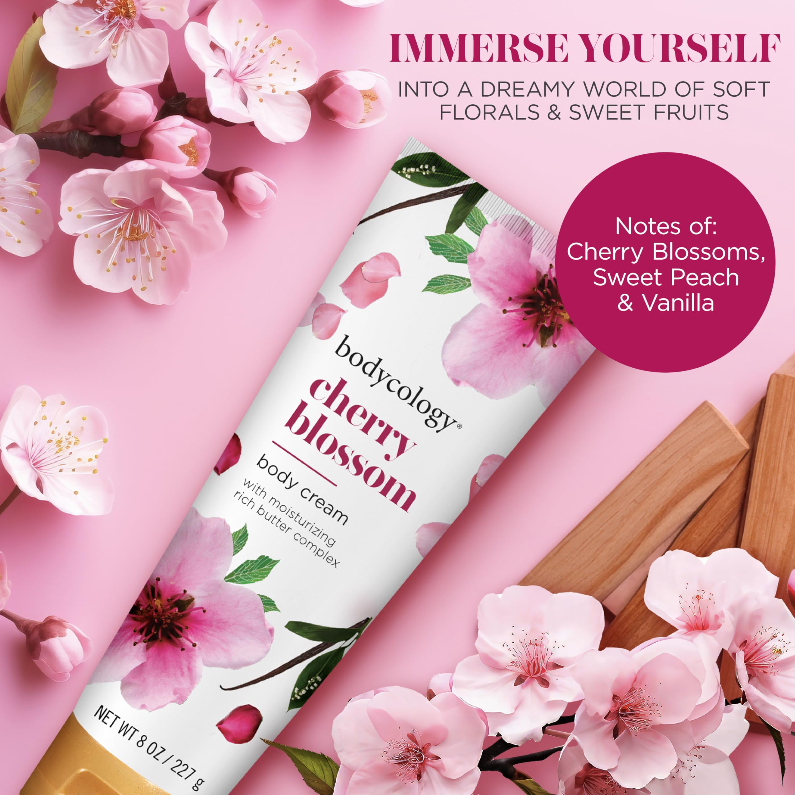 Bodycology Shea Butter Body Cream, Cherry Blossom, 8 oz