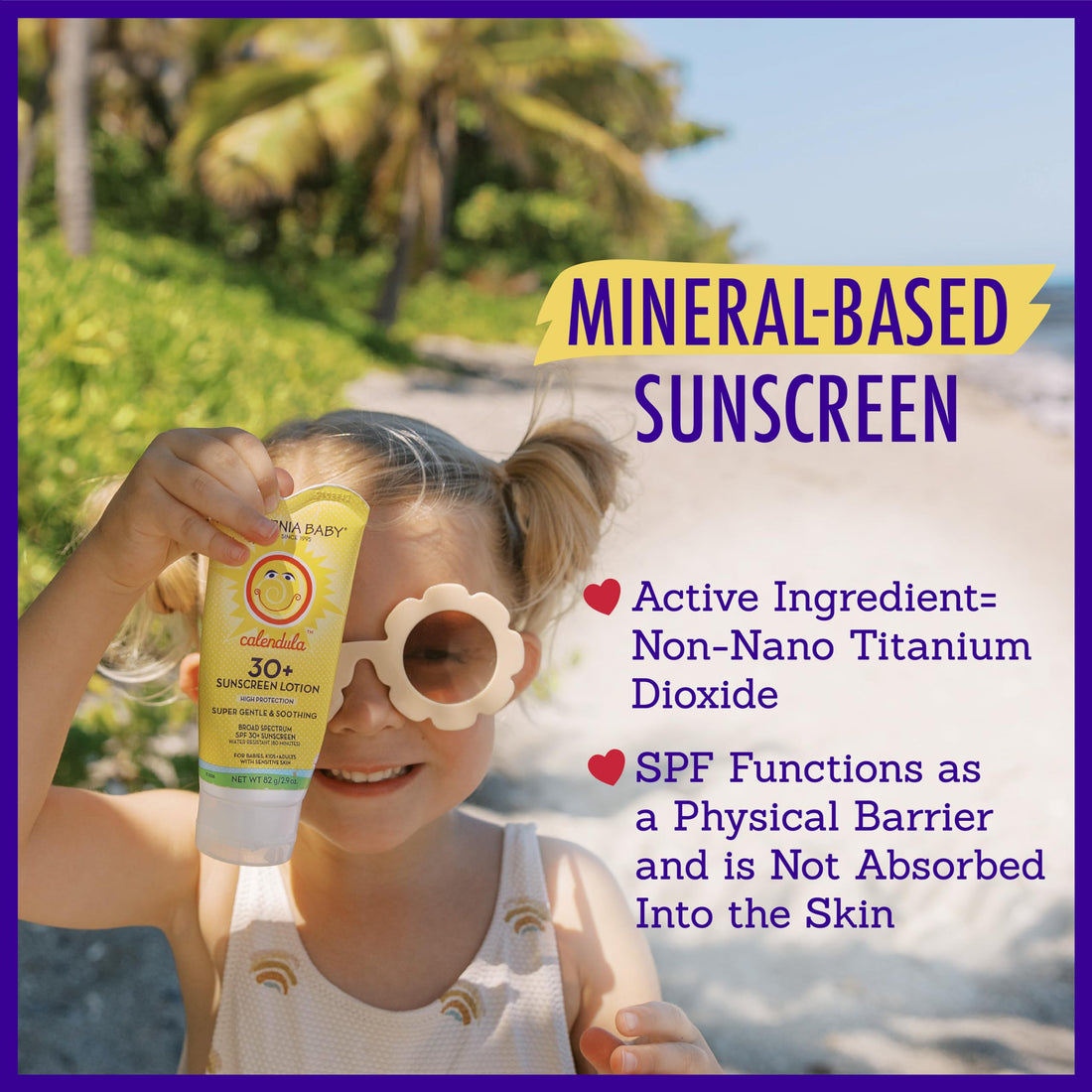 California Baby Calendula SPF 30+ Sunscreen | Mineral | Lavender Scent | Baby Sunscreen Face + Body | Travel Size | 82g / 2.9oz