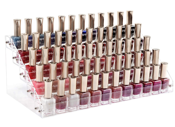 HBlife Clear Nail Polish Organizer 5 Tier Acrylic Display Rack Holds Up to 60 Bottles