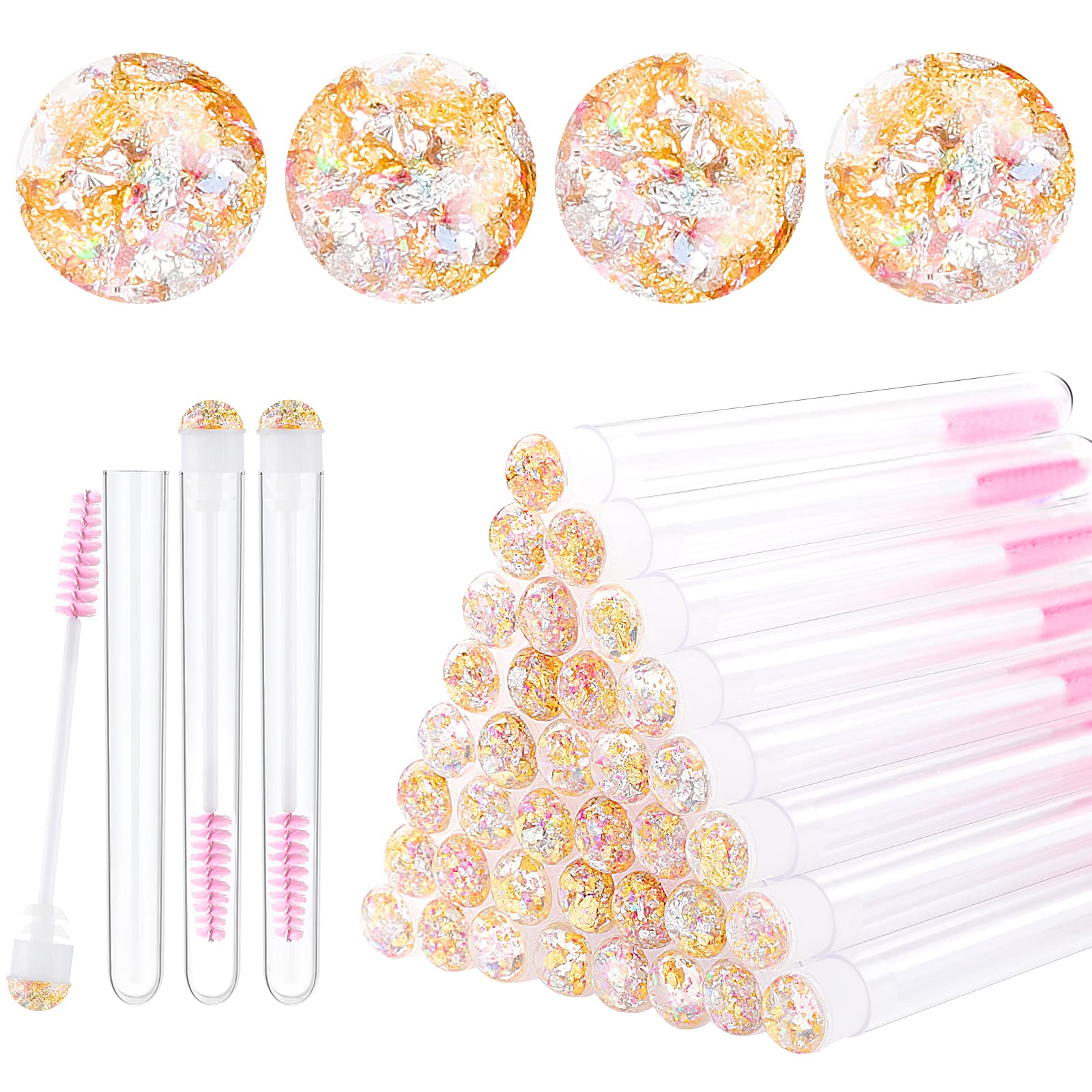 Dming 20pcs Eyelash brush Lash Wand Makeup tool Eyelash Extension supplies Cleaning brush Diamond Mascara star white
